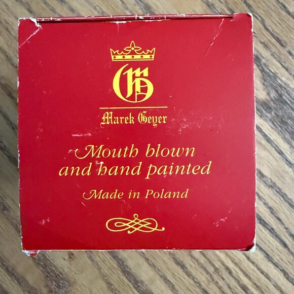 Vintage Handmade Hand Painted Glass God Bless America Ornament Red White Blue - Picture 5 of 14